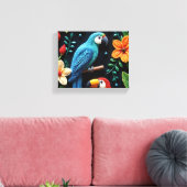 ビーズの森の中のオウムとトゥーカン キャンバスプリント (インサイチュ (リビング))