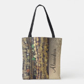 ビーズの結晶とシェルパーソナライズされた トートバッグ (裏面)