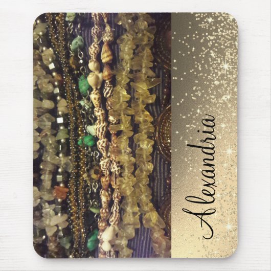 ビーズの結晶とシェルパーソナライズされた マウスパッド (正面)