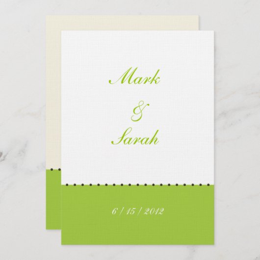 ビーズの緑のボーダー招待状 招待状 (正面/裏面)