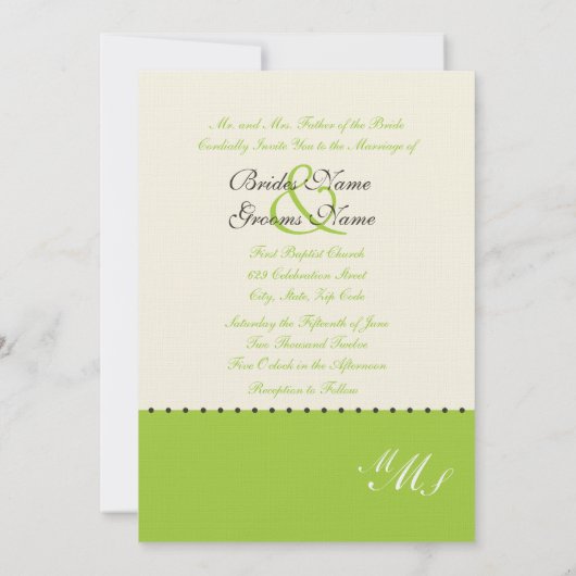 ビーズの緑のボーダー招待状 招待状 (裏面)