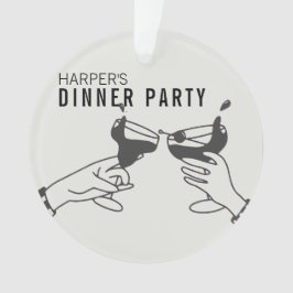 ビーズアンドブラックレトロイラストレーションディナーパーティー オーナメント