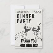 ビーズアンドブラックレトロイラストレーションディナーパーティー サンキューカード (正面)