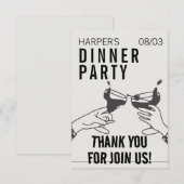ビーズアンドブラックレトロイラストレーションディナーパーティー サンキューカード (正面/裏面)