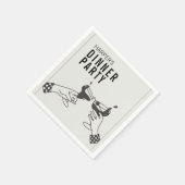 ビーズアンドブラックレトロイラストレーションディナーパーティー スタンダードカクテルナプキン (角)