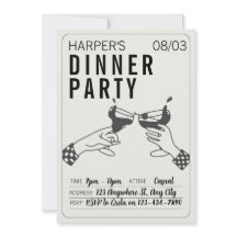 ビーズアンドブラックレトロイラストレーションディナーパーティー