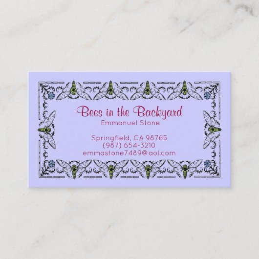 ビーズインザバックヤードラベンダーブルー 名刺 (正面)