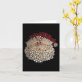 ビーズクリスマスサンタスタージェムストーン – ホワイト – クリスマス カード (黄色い花)