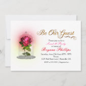 ビーズゲストレッドローズインガラスエレガントパーティー 招待状 (正面)