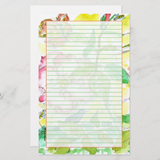 ビーズバタフライブルーバードグリーンライン 便箋 (正面/裏面)