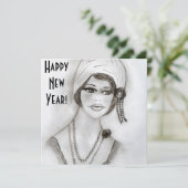 ビーズフラッパーガールニューイヤー招待状 招待状 (スタンド正面)