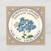 ビーズブルーサマーフラワーハニークラフトビジネスカード スクエア名刺 (正面)