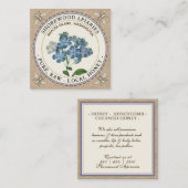 ビーズブルーサマーフラワーハニークラフトビジネスカード スクエア名刺 (正面/裏面)