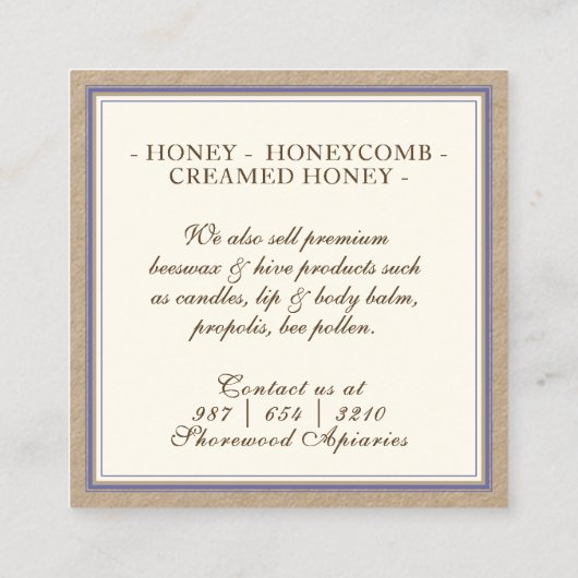 ビーズブルーサマーフラワーハニークラフトビジネスカード スクエア名刺 (裏面)