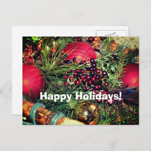 ビーズボールエバーグリーンクリスマスホリデーポストカード シーズンポストカード (正面/裏面)