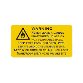 ビーズワックスキャンドルイエロー警告ズラベル ラベル