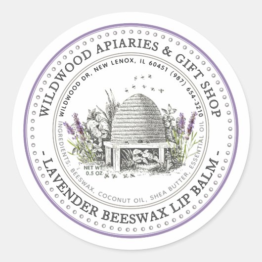 ビーズワックスリップバームヴィンテージスキップラベンダー&ハニカム ラウンドシール (正面)