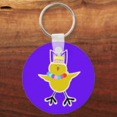 ビーズ付きの王冠の鶏肉 キーホルダー (正面)