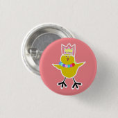 ビーズ付きの王冠の鶏肉 缶バッジ (正面&裏面)