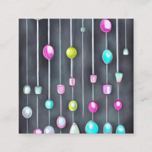 ビーズ付きカーテンパターン スクエア名刺 (正面)