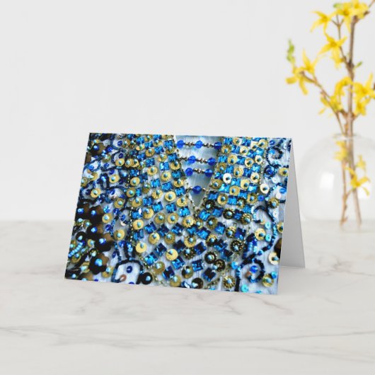 ビーズ刺繍 カード (黄色い花)