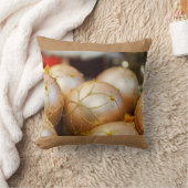 ビーズ花金ゴールド玉オーナメント クッション (ブランケット)