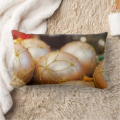 ビーズ花金ゴールド玉オーナメント ランバークッション (ブランケット)