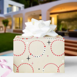 ビーズ誕生日フレンドシップブレスレットレッド&ピンク ラッピングペーパー