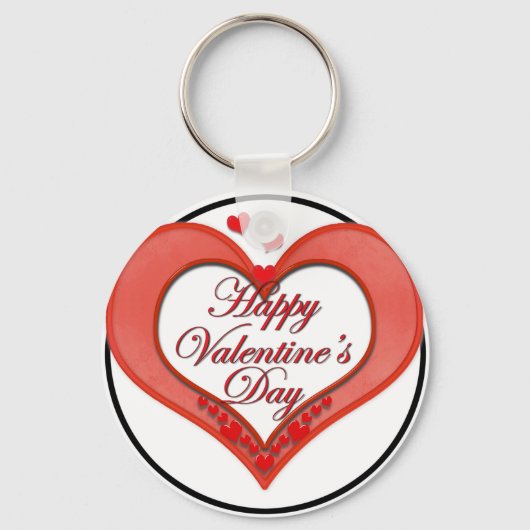 ビーズ赤いハートバレンタイン キーホルダー (正面)