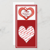 ビーズ赤いハートバレンタイン シーズンカード (正面/裏面)