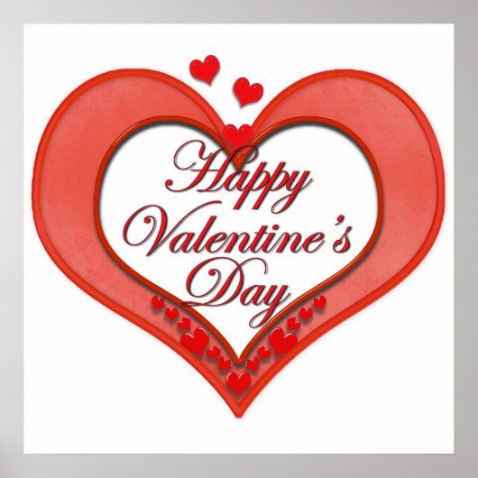 ビーズ赤いハートバレンタイン ポスター (正面)