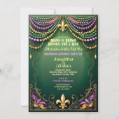 ビーズ＆ブリュー フルール・ド・リス マルディ・グラ ウェディングパーティー 招待状 (正面)