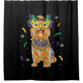 ビーズ&マスクヨークシャーテリアマルディグラスドッグマム シャワーカーテン (正面)