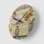 ビーズ(勉強)、c.1875 (キャンバスの油) ラウンド壁時計 (傾斜)