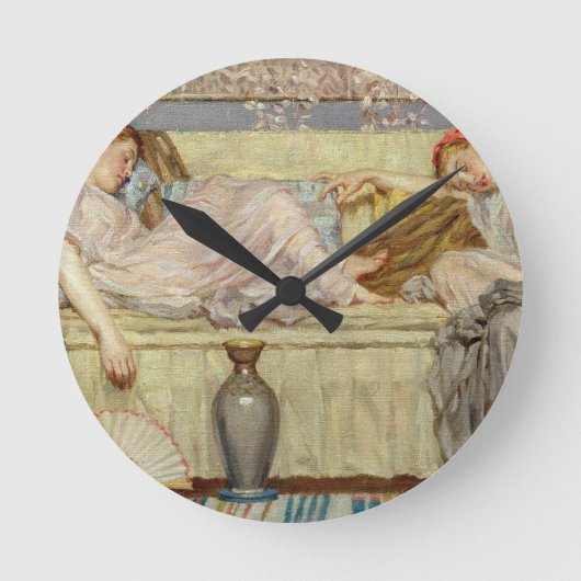 ビーズ(勉強)、c.1875 (キャンバスの油) ラウンド壁時計 (正面)