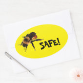 ビーセーフ!ハチミツバチオンイエロー 楕円形シール (封筒)