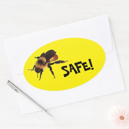 ビーセーフ!ハチミツバチオンイエロー 楕円形シール (封筒)