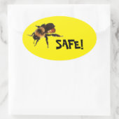 ビーセーフ!ハチミツバチオンイエロー 楕円形シール (バッグ)