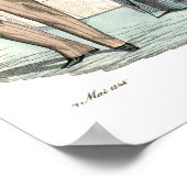 ビーダーマイアーカップルinガーデンヴィンテージファッションプレート ポスター (角)