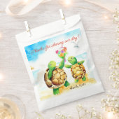 ビーチありがとう、かわいいカメ結婚のカップル フェイバーバッグ (クリップ留めされた状態)