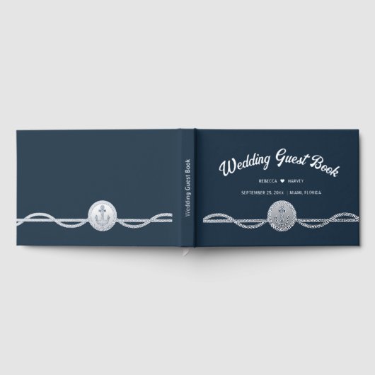 ビーチいかりネイビー航海のコー結婚シャル箔 ゲストブック (全面)