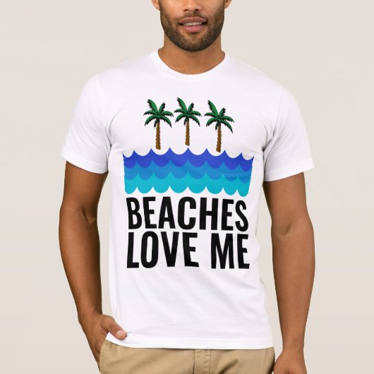 ビーチおもしろいがTシャツを愛する Tシャツ (正面)