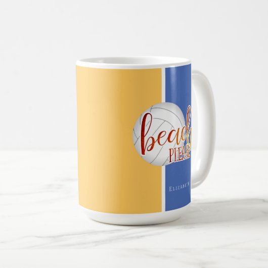 ビーチおもしろいことわざ女子パーソナライズされたバレーボール コーヒーマグカップ (正面右)