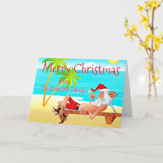 ビーチおもしろいのクリスマス挨拶 カード (黄色い花)