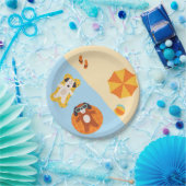 ビーチおもしろいのサマードッグ ペーパープレート (パーティー)