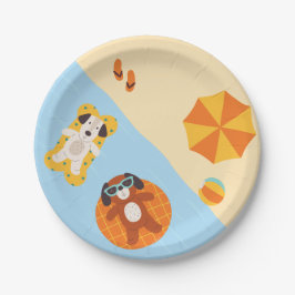 ビーチおもしろいのサマードッグ ペーパープレート