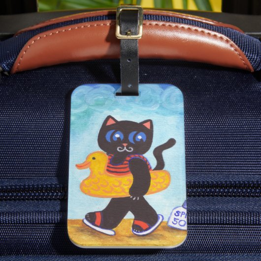 ビーチおもしろいキャットバケーションラゲッジタグギフト ラゲッジタグ (正面インサイチュ2)