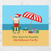 ビーチおもしろいクリスマスカスタムサンタクロースパーティー スパークリングワインラベル (シングルラベル)