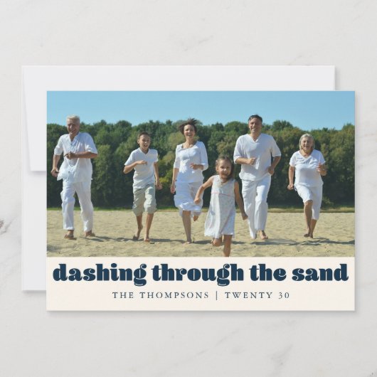 ビーチおもしろいクリスマスカスタム家族フォトブルー シーズンカード