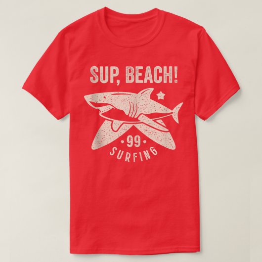 ビーチおもしろいサマーシャークTシャツwhats SupビーチSu Tシャツ (デザイン正面)